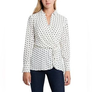 NEW Nordstrom Vince Camuto Twist Front Pearl Blouse Sz L $99